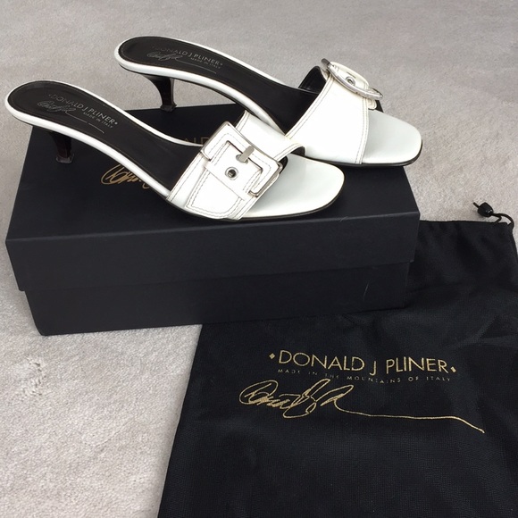 Donald J. Pliner Shoes - Donald J Pliner white patent leather slides.